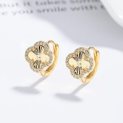 Bông Tai Bạc Nữ đính đá CZ Cỏ 4 Lá Camila LILI 182069 1