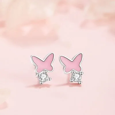 Bông Tai Bạc Nữ đính đá CZ Dạ Quang Hồ điệp Alina LILI 181549 1