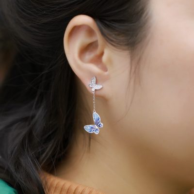 Bông Tai Bạc Nữ đính đá CZ Hình Hồ điệp Aurelia LILI 181917 5
