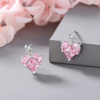 Bông Tai Bạc Nữ đính đá CZ Hình Trái Tim Sofia LILI 182061 4