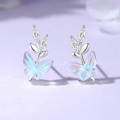 Bông Tai Bạc Nữ đính đá CZ Hồ điệp Hallie LILI 181623 1