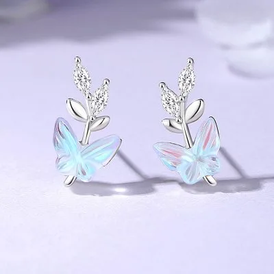 Bông Tai Bạc Nữ đính đá CZ Hồ điệp Hallie LILI 181623 1