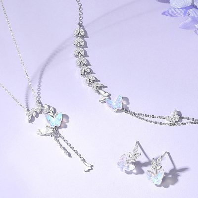 Bông Tai Bạc Nữ đính đá CZ Hồ điệp Hallie LILI 181623 4