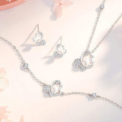 Bông Tai Bạc Nữ đính đá CZ Hồ điệp Lauren LILI 182007 3
