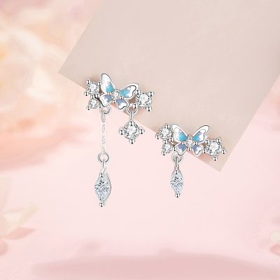 Bông Tai Bạc Nữ đính đá CZ Hồ điệp Sienna LILI 181565 1