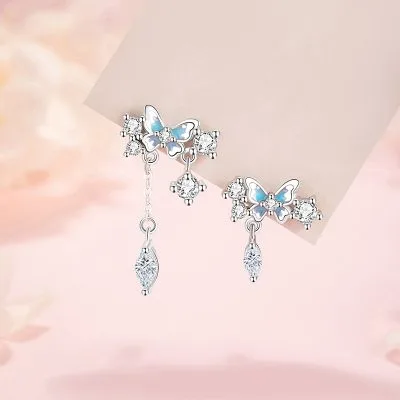 Bông Tai Bạc Nữ đính đá CZ Hồ điệp Sienna LILI 181565 1