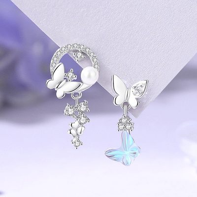 Bông Tai Bạc Nữ đính đá CZ Hồ điệp Valerie LILI 181616 1