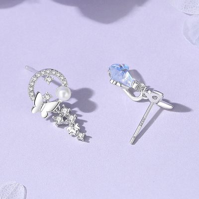Bông Tai Bạc Nữ đính đá CZ Hồ điệp Valerie LILI 181616 2