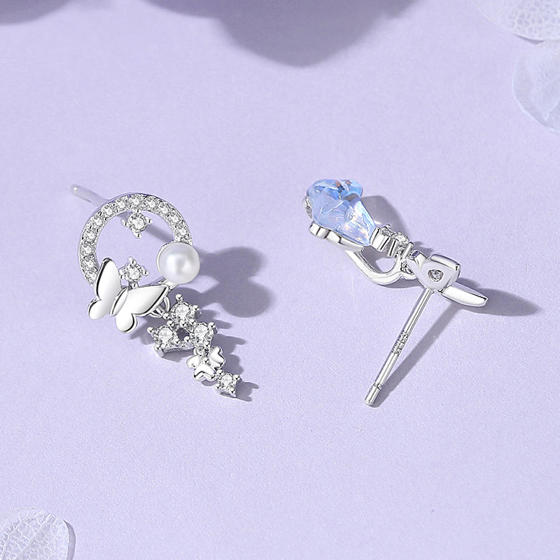 Bông Tai Bạc Nữ đính đá CZ Hồ điệp Valerie LILI 181616 2