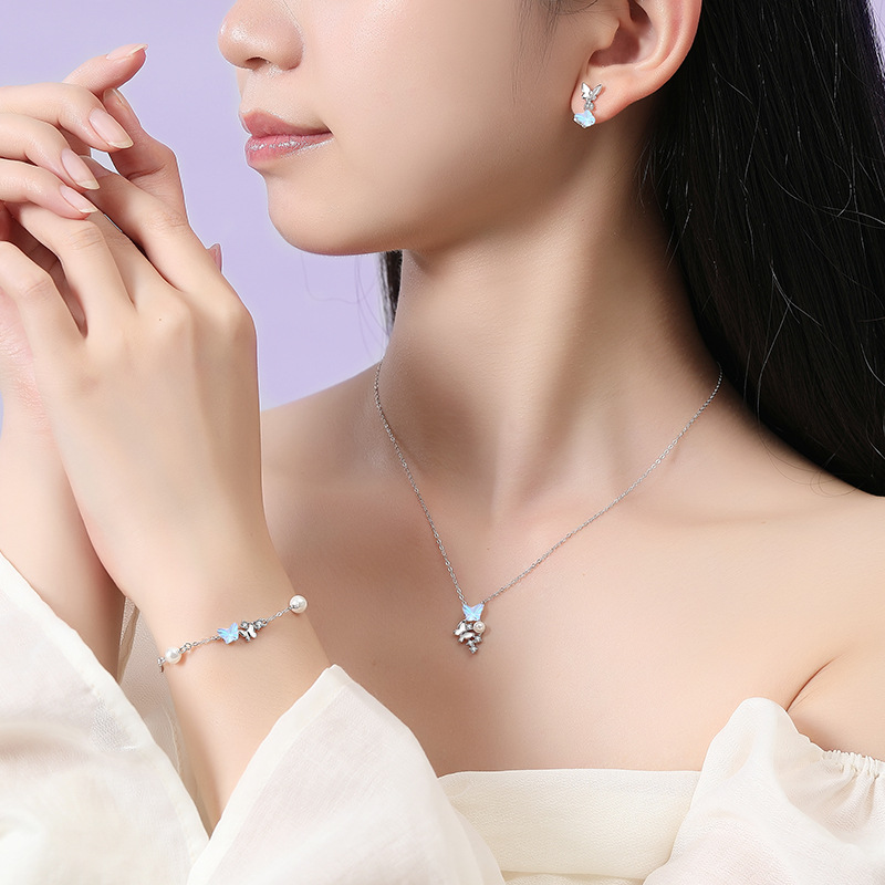 Bông Tai Bạc Nữ đính đá CZ Hồ điệp Valerie LILI 181616 3