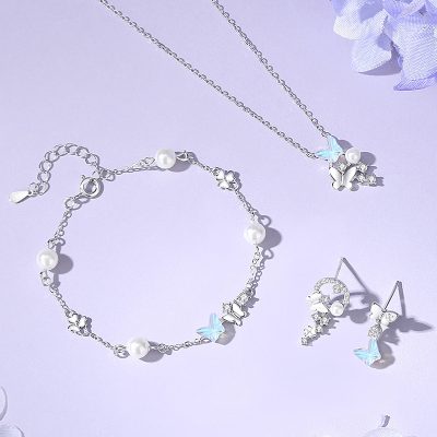 Bông Tai Bạc Nữ đính đá CZ Hồ điệp Valerie LILI 181616 4