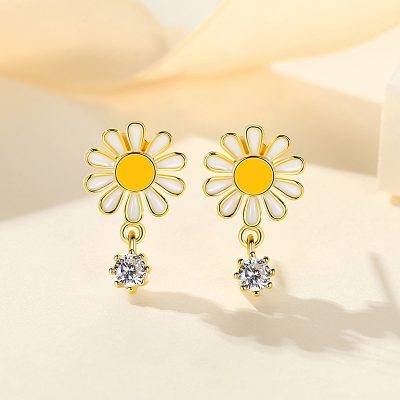 Bông Tai Bạc Nữ đính đá CZ Hoa Cúc Họa Mi Meadow LILI 181854 1