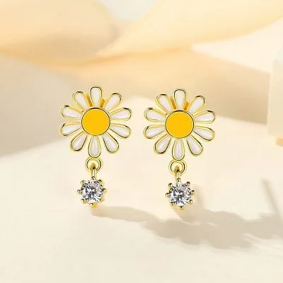 Bông Tai Bạc Nữ đính đá CZ Hoa Cúc Họa Mi Meadow LILI 181854 1