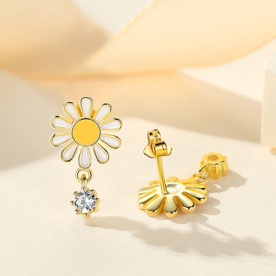Bông Tai Bạc Nữ đính đá CZ Hoa Cúc Họa Mi Meadow LILI 181854 3