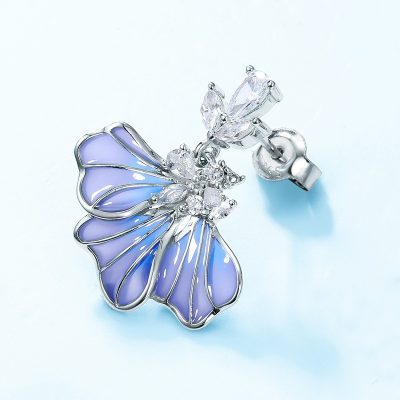 Bông Tai Bạc Nữ đính đá CZ Hoa Diễn Vĩ Teagan LILI 181911 3