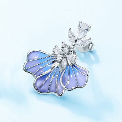 Bông Tai Bạc Nữ đính đá CZ Hoa Diễn Vĩ Teagan LILI 181911 4