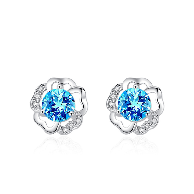 Bông Tai Bạc Nữ đính đá CZ Hoa Mai Cách điệu Samara LILI 181811 10