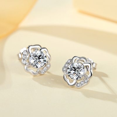 Bông Tai Bạc Nữ đính đá CZ Hoa Mai Cách điệu Samara LILI 181811 6