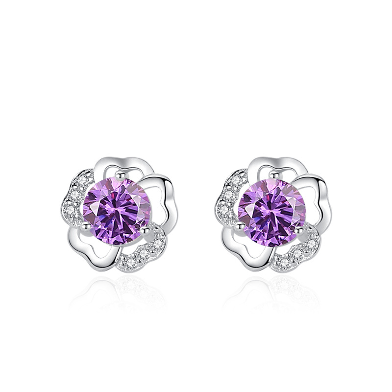 Bông Tai Bạc Nữ đính đá CZ Hoa Mai Cách điệu Samara LILI 181811 9