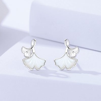 Bông Tai Bạc Nữ đính đá CZ Lá Bạch Quả Malia LILI 181848 1