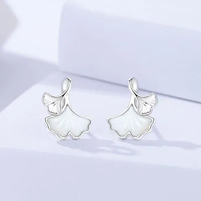 Bông Tai Bạc Nữ đính đá CZ Lá Bạch Quả Malia LILI 181848 1