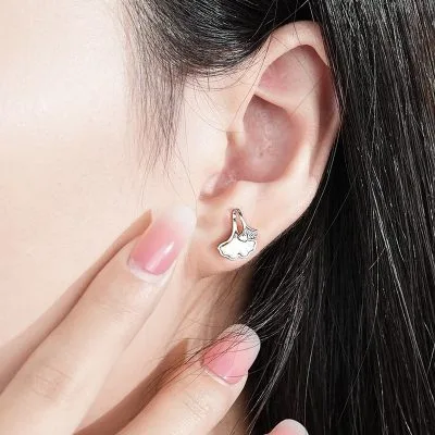 Bông Tai Bạc Nữ đính đá CZ Lá Bạch Quả Malia LILI 181848 4