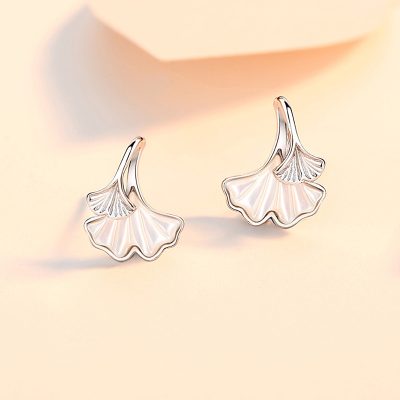Bông Tai Bạc Nữ đính đá CZ Lá Bạch Quả Malia LILI 181848 5