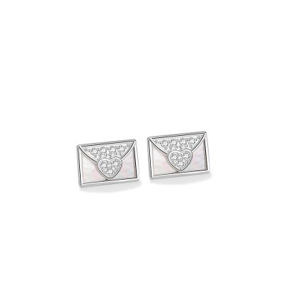 Bông Tai Bạc Nữ đính đá CZ Lá Thư Tình Yêu Wrenlee LILI 182016 1