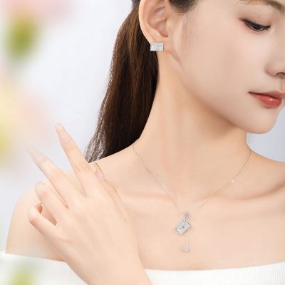 Bông Tai Bạc Nữ đính đá CZ Lá Thư Tình Yêu Wrenlee LILI 182016 4