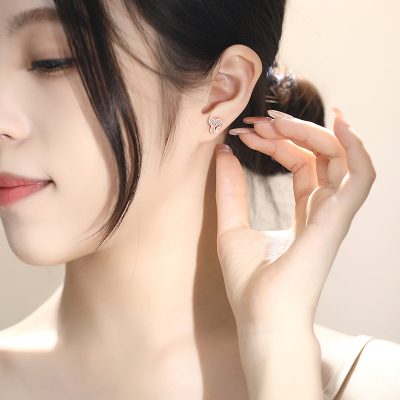 Bông Tai Bạc Nữ đính đá CZ Mèo Nhỏ Elsie LILI 181655 3