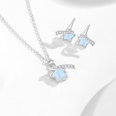 Bông Tai Bạc Nữ đính đá CZ Ngôi Sao Băng Caroline LILI 181491 1