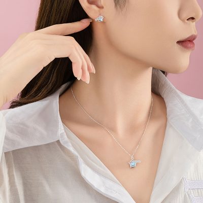 Bông Tai Bạc Nữ đính đá CZ Ngôi Sao Băng Caroline LILI 181491 2