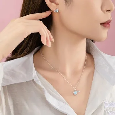 Bông Tai Bạc Nữ đính đá CZ Ngôi Sao Băng Caroline LILI 181491 2