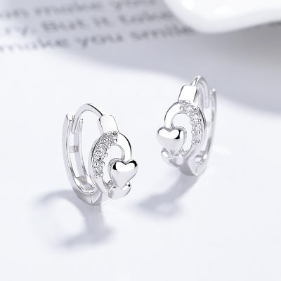 Bông Tai Bạc Nữ đính đá CZ Trái Tim Cách điệu Jordyn LILI 181863 2