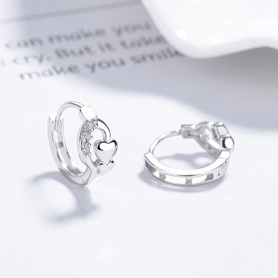 Bông Tai Bạc Nữ đính đá CZ Trái Tim Cách điệu Jordyn LILI 181863 3