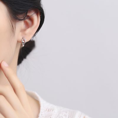 Bông Tai Bạc Nữ đính đá CZ Trái Tim Cách điệu Jordyn LILI 181863 4