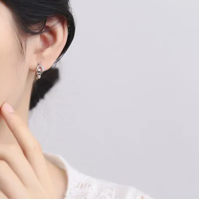 Bông Tai Bạc Nữ đính đá CZ Trái Tim Cách điệu Jordyn LILI 181863 4