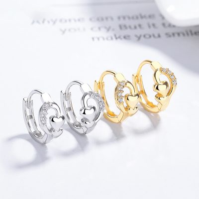 Bông Tai Bạc Nữ đính đá CZ Trái Tim Cách điệu Jordyn LILI 181863 5
