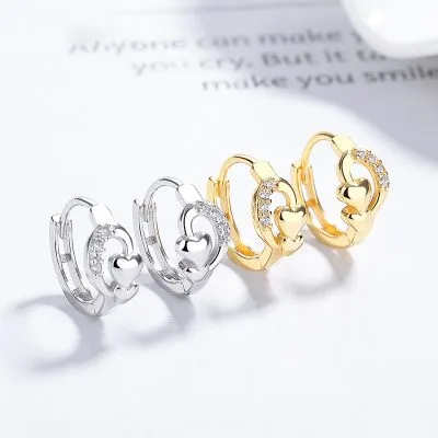 Bông Tai Bạc Nữ đính đá CZ Trái Tim Cách điệu Jordyn LILI 181863 5
