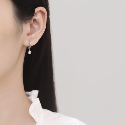 Bông Tai Bạc Nữ đính đá CZ Tròn Freya LILI 181664 4
