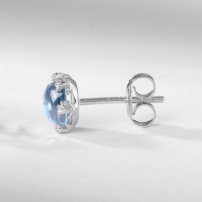 Bông Tai Bạc Nữ đính đá Topaz Tròn Navy LILI 181932 3