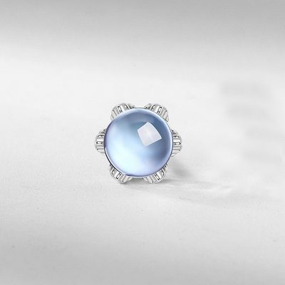 Bông Tai Bạc Nữ đính đá Topaz Tròn Navy LILI 181932 4