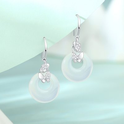 Bông Tai Bạc Nữ đính đá Mã Não Hồ điệp Cecilia LILI 181544 1