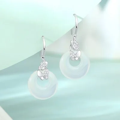 Bông Tai Bạc Nữ đính đá Mã Não Hồ điệp Cecilia LILI 181544 1