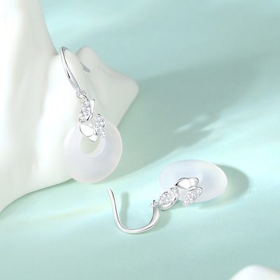 Bông Tai Bạc Nữ đính đá Mã Não Hồ điệp Cecilia LILI 181544 2