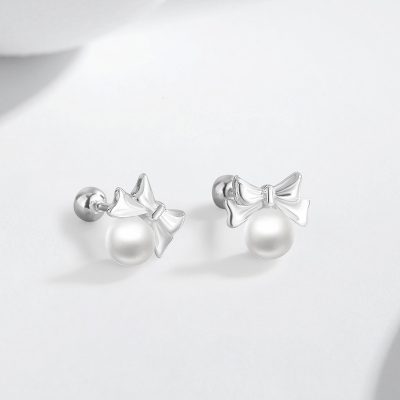 Bông Tai Bạc Nữ đính Ngọc Trai Hình Chiếc Nơ Xinh Xắn Anna LILI 181498 1