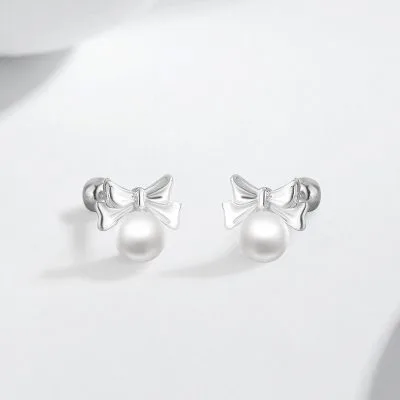 Bông Tai Bạc Nữ đính Ngọc Trai Hình Chiếc Nơ Xinh Xắn Anna LILI 181498 3