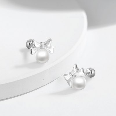 Bông Tai Bạc Nữ đính Ngọc Trai Hình Chiếc Nơ Xinh Xắn Anna LILI 181498 4