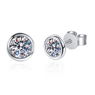 Bông Tai Bạc Nữ Nam đính Kim Cương Moissanite Tròn Regina LILI 181939