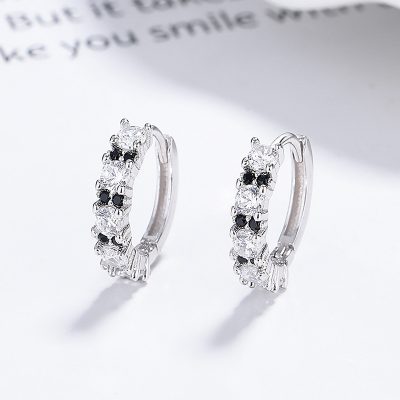 Bông Tai Bạc Nữ Nam Tròn đính đá CZ Tròn Octavia LILI 181760 1